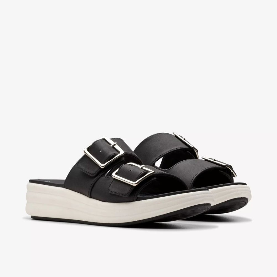 Clarks - Drift Buckle - Black Woven - Sandals
