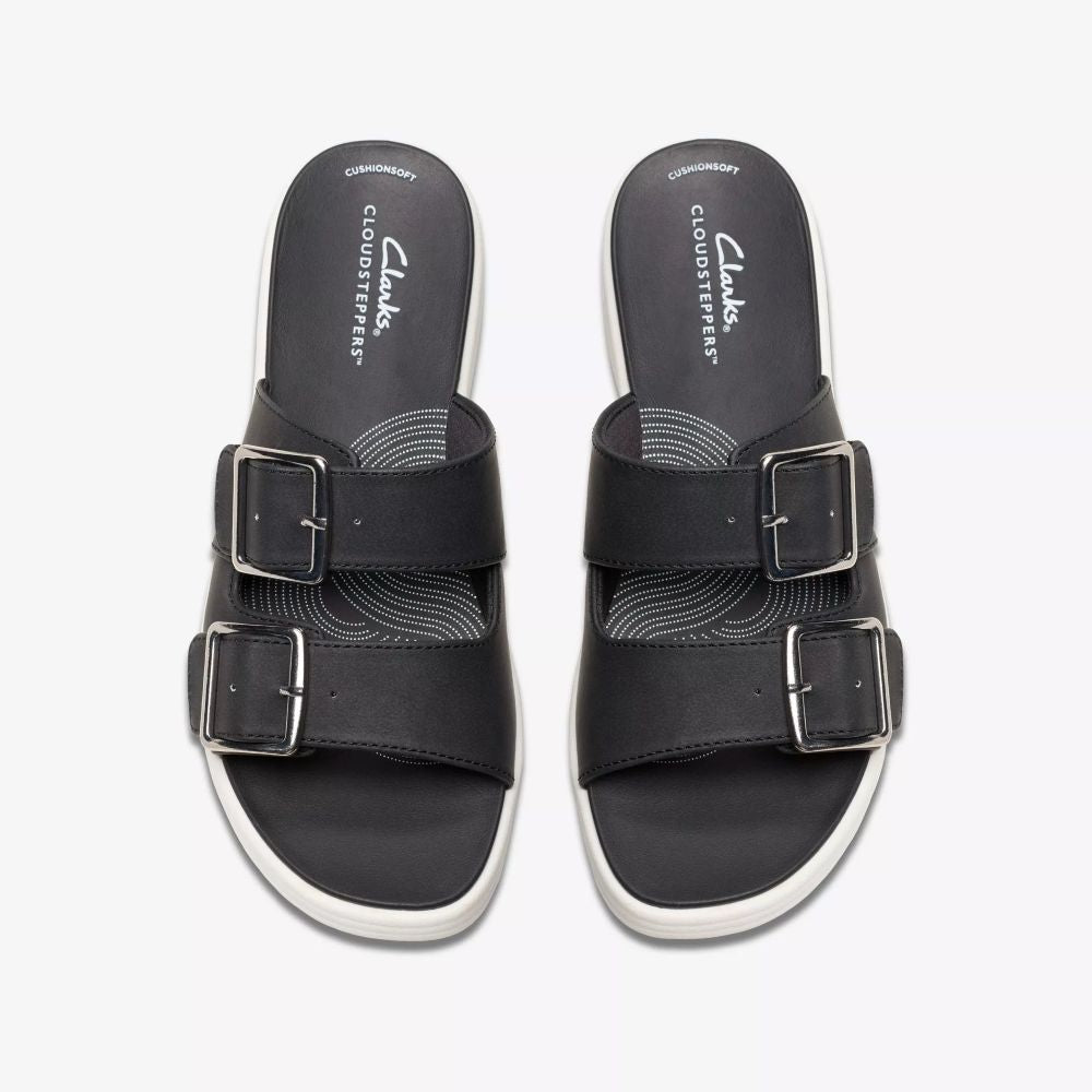Clarks - Drift Buckle - Black Woven - Sandals