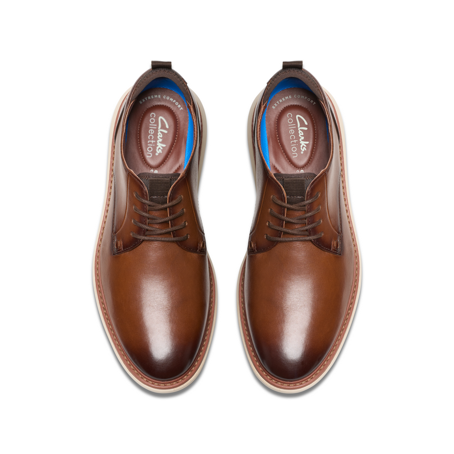 Clarks - Brantin Plain - Dark Tan Leather - Shoes