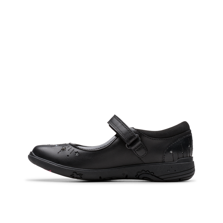 Clarks - Relda Wish K - Black Leather - School Shoes