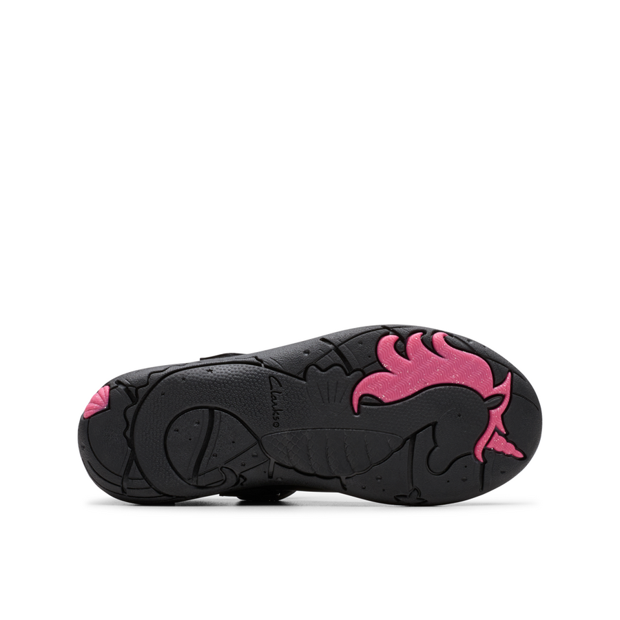 Clarks - Relda Wish K - Black Leather - School Shoes