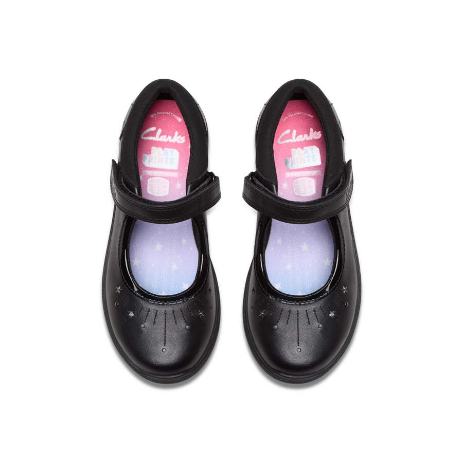 Clarks - Relda Wish K - Black Leather - School Shoes