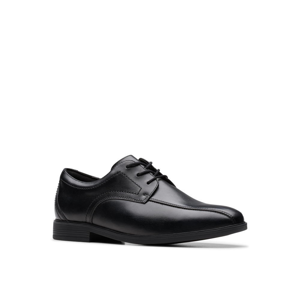 Clarks - Jonwin Loop Y - Black Leather - School Shoes