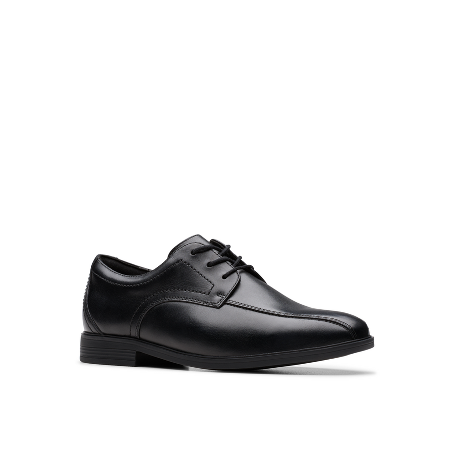Clarks - Jonwin Loop Y - Black Leather - School Shoes