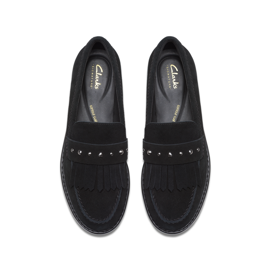 Clarks - Hana Loafer - Black Suede - Shoes