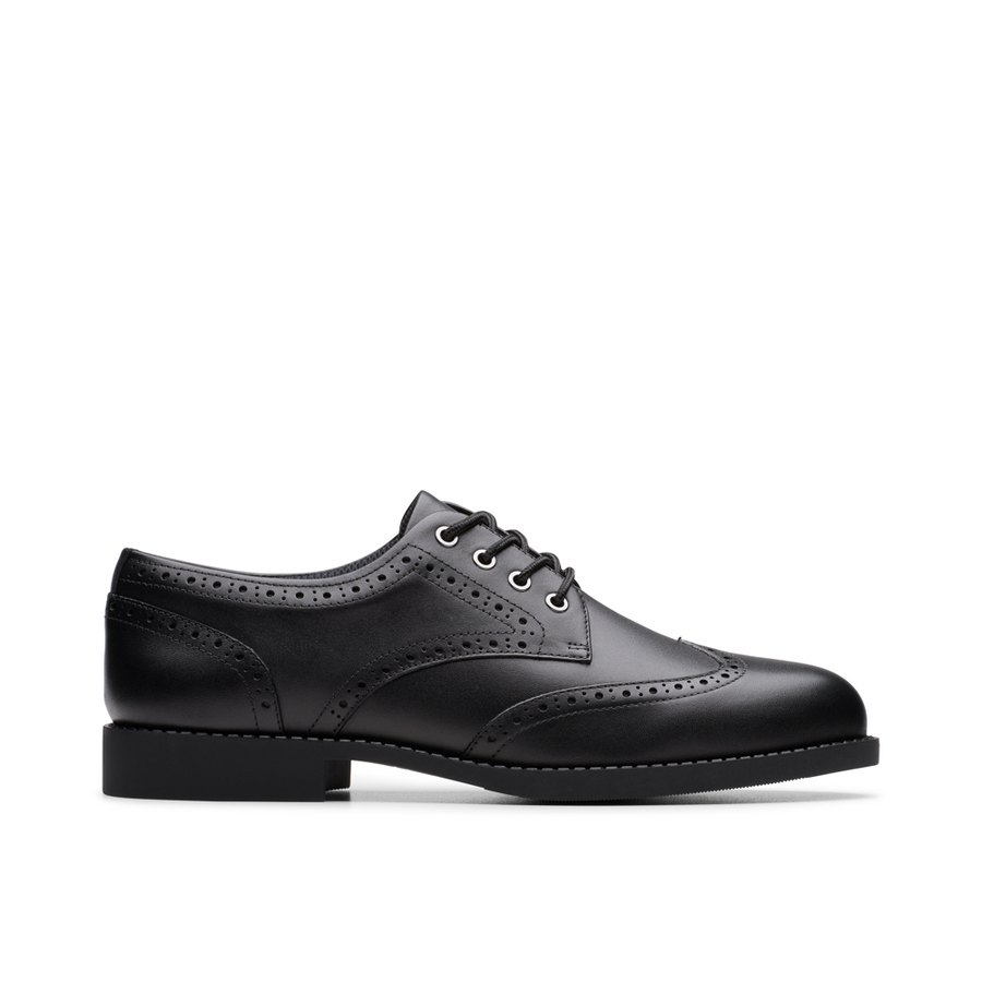 Clarks - Tapa Pure Y - Black Leather - School Shoes