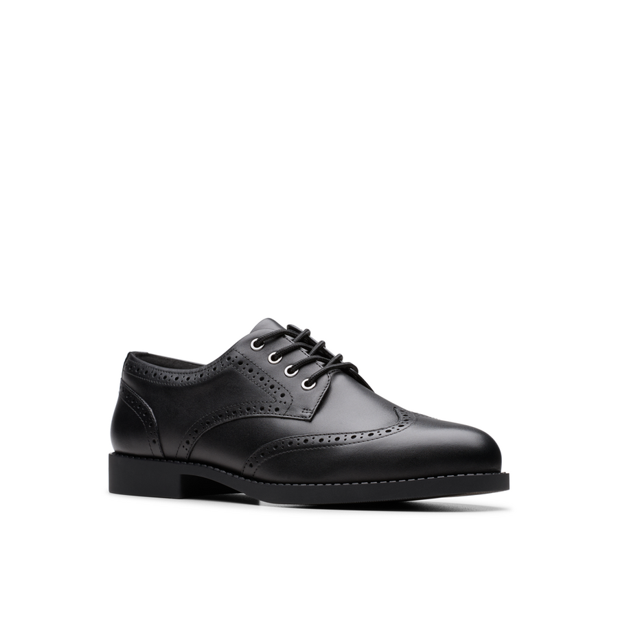 Clarks - Tapa Pure Y - Black Leather - School Shoes