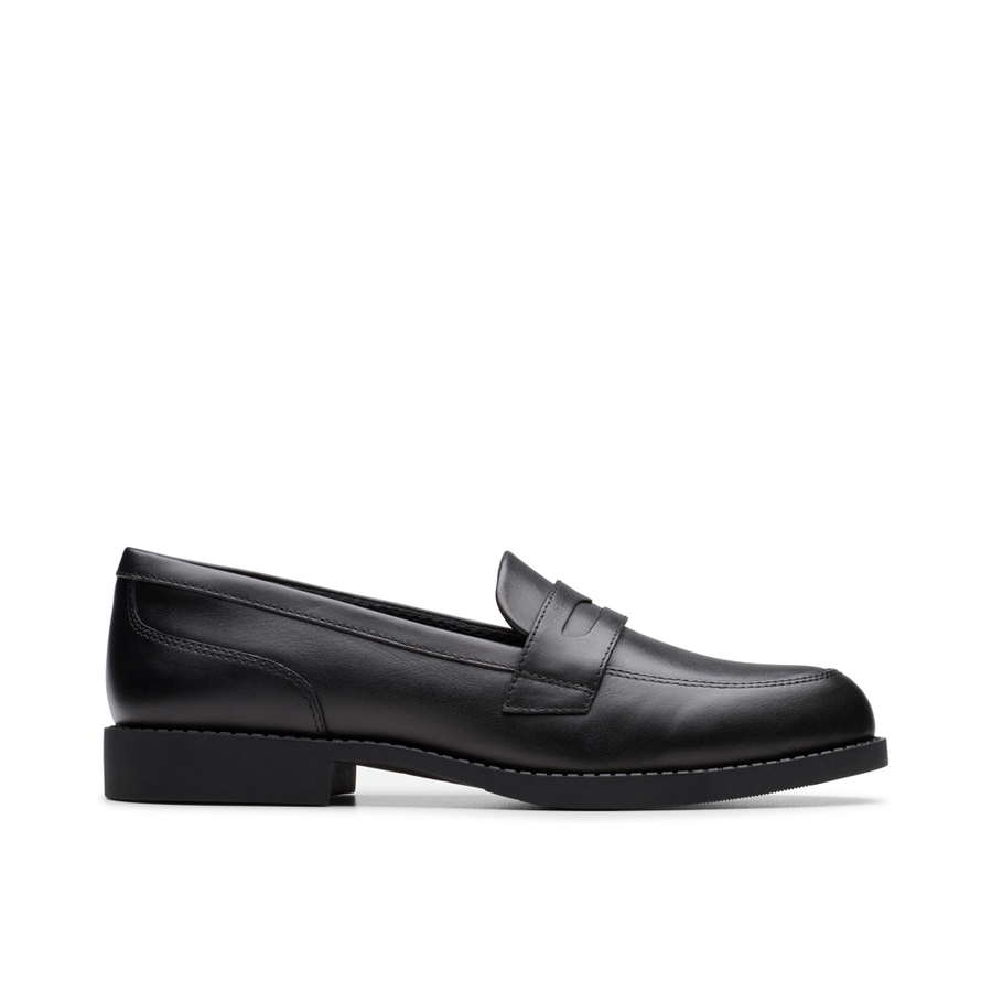 Clarks - Tapa Edge Y - Black Leather - School Shoes