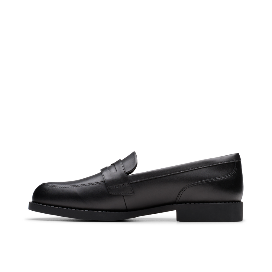 Clarks - Tapa Edge Y - Black Leather - School Shoes