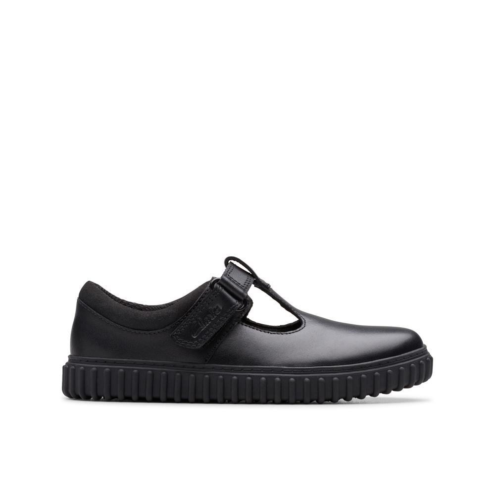 Clarks - Cove Hope K - Black Leather - School Shoes