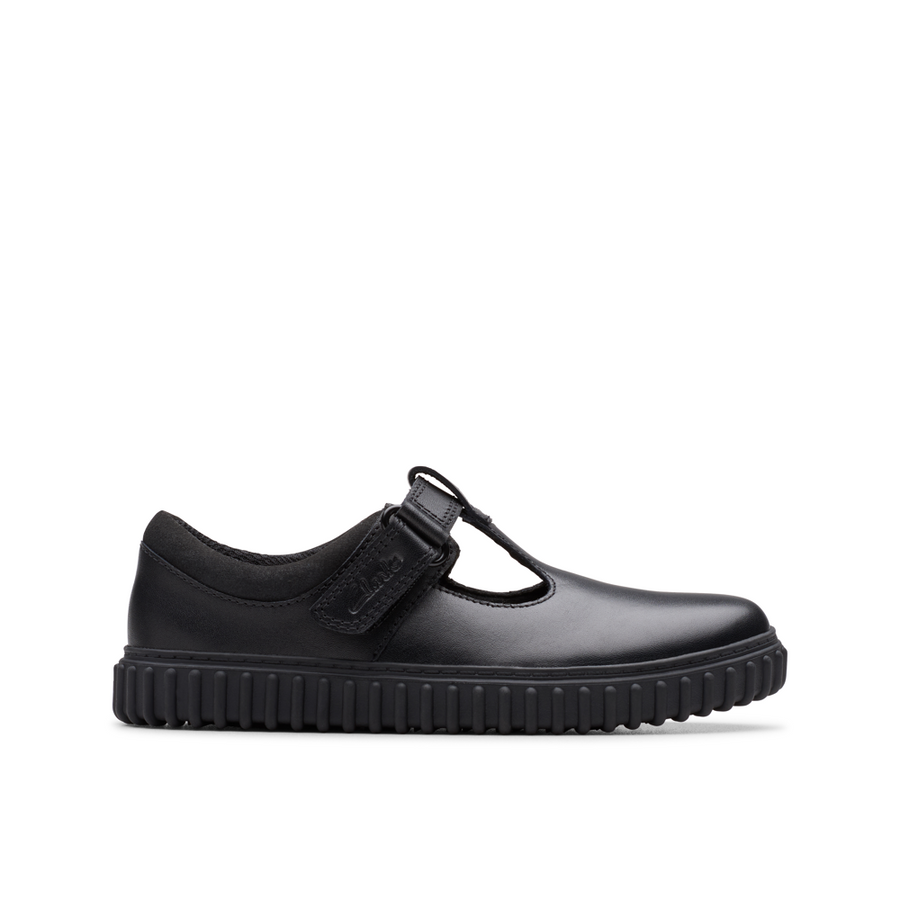 Clarks - Cove Hope K - Black Leather - School Shoes