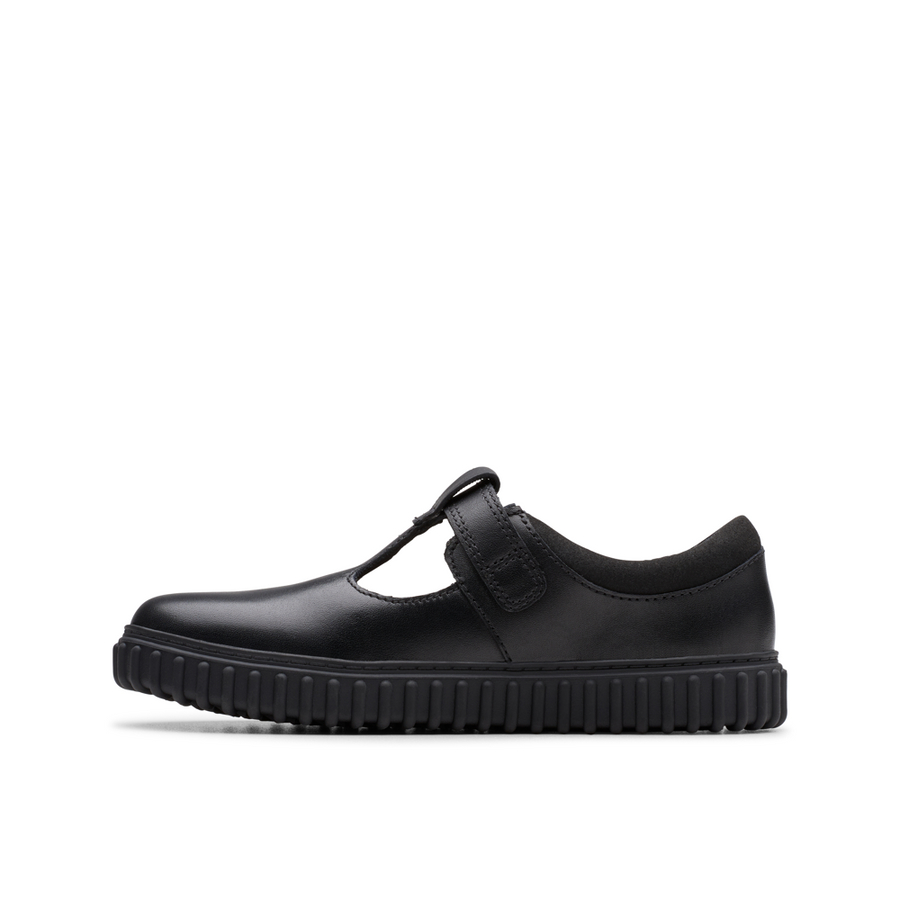 Clarks - Cove Hope K - Black Leather - School Shoes