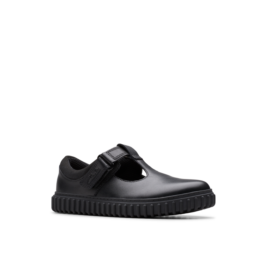 Clarks - Cove Hope K - Black Leather - School Shoes