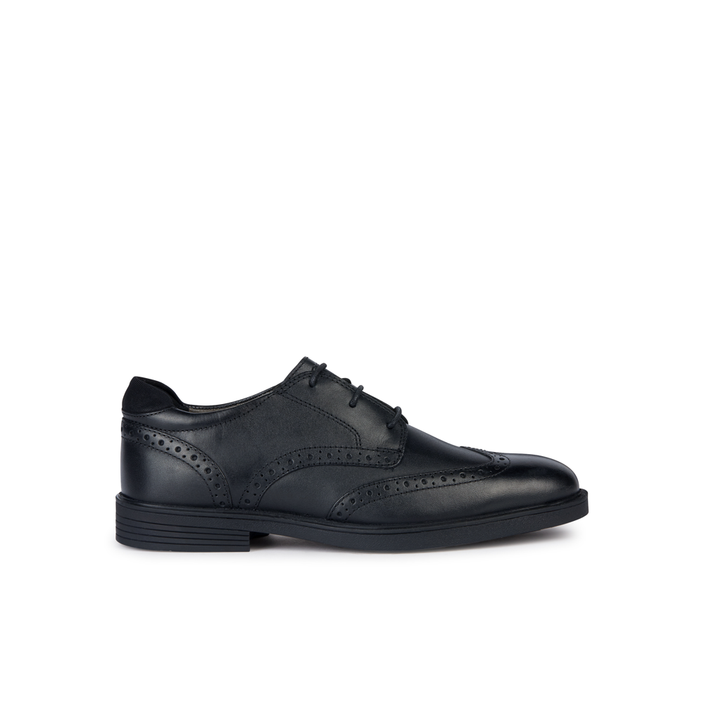 Geox J Zheeno Boy Brogue Black School Shoes