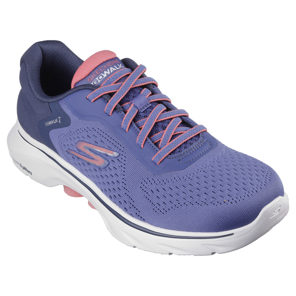 Skechers Go Walk 7 Cosmic Waves Navy Coral Trainers Colton Footwear