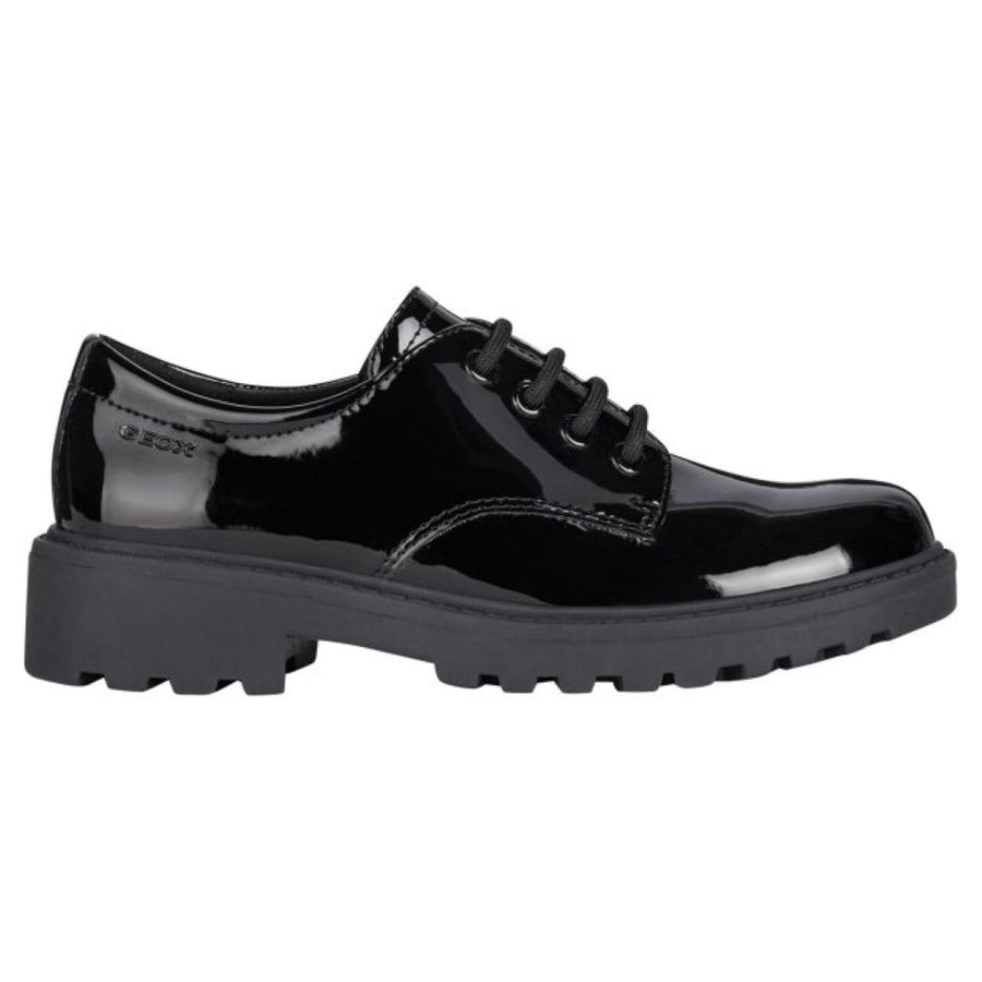 Geox - J Casey Girl - J0420C - Lace - Black Patent - School Shoes