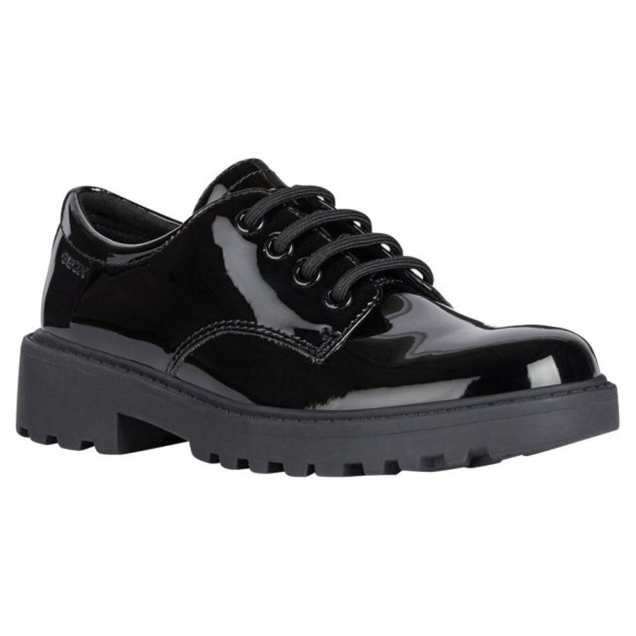 Geox - J Casey Girl - J0420C - Lace - Black Patent - School Shoes