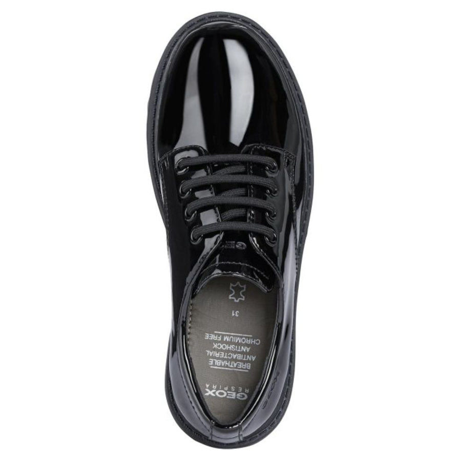 Geox - J Casey Girl - J0420C - Lace - Black Patent - School Shoes