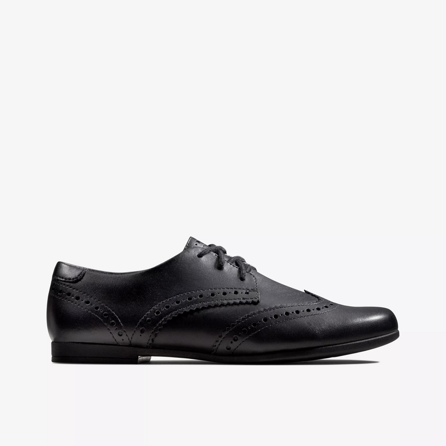 Clarks - Scala Lace Y - Black leather - School Shoes