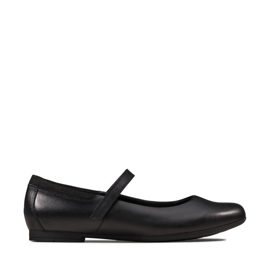 Clarks Scala Dawn Y Black Leather School Shoes