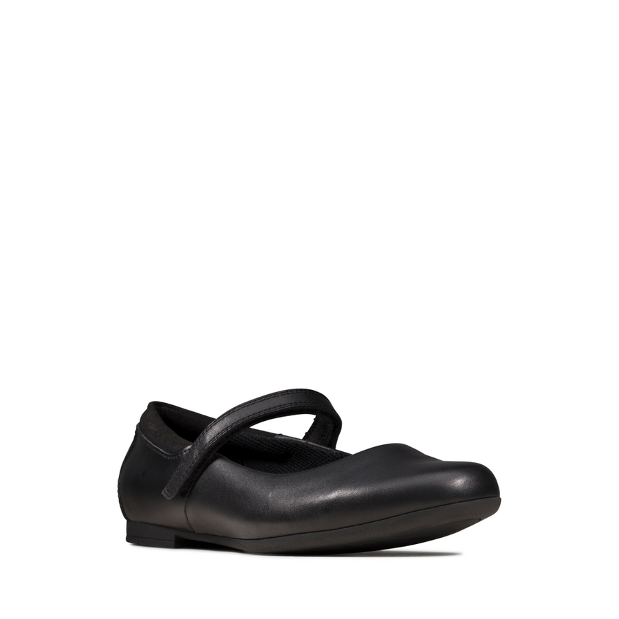 Clarks - Scala Dawn Y - Black Leather - School Shoes