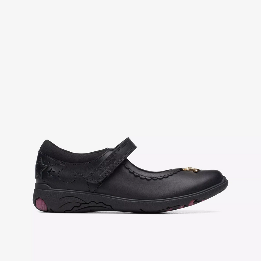 Clarks - Relda Sea K. - Black Leather - School Shoes
