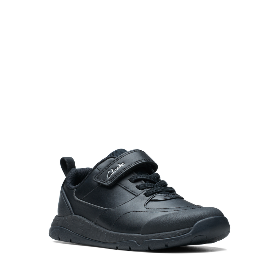 Clarks SteggyStride K Black Leather School Shoes Colton