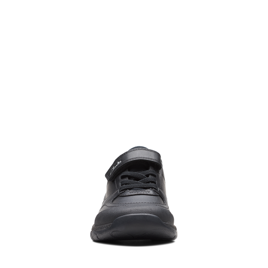 Clarks - SteggyStride K - Black Leather - School Shoes