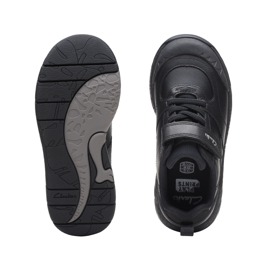 Clarks - SteggyStride K - Black Leather - School Shoes