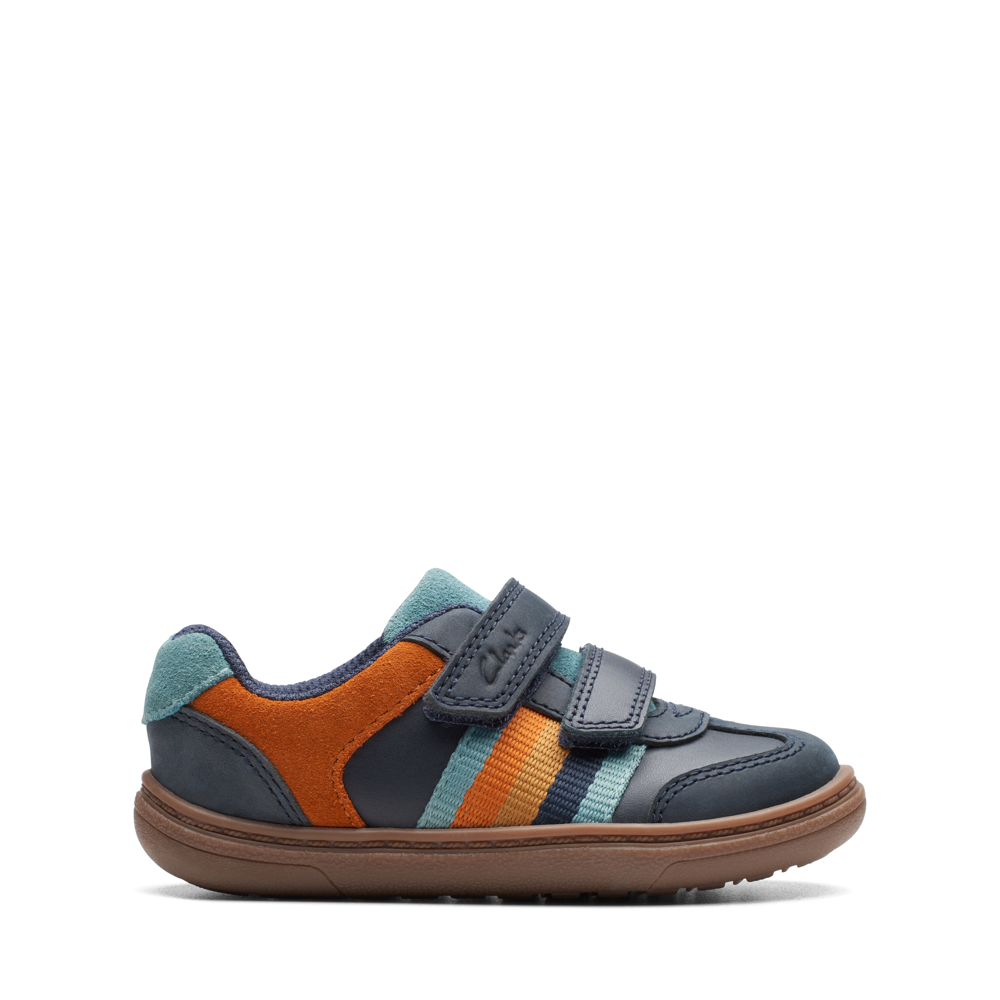 Clarks navy school best sale shoes