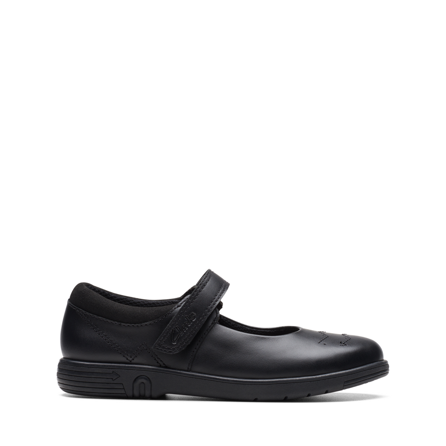 Clarks - Jazzy Jig K. - Black Leather - School Shoes