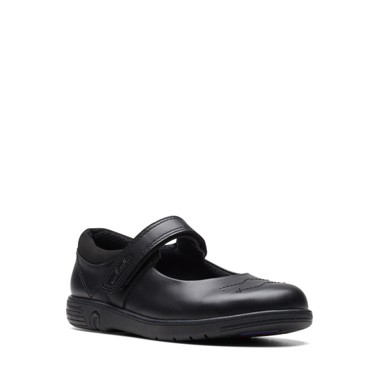 Clarks - Jazzy Jig K. - Black Leather - School Shoes