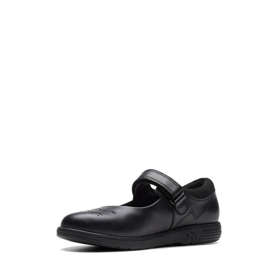 Clarks - Jazzy Jig K. - Black Leather - School Shoes