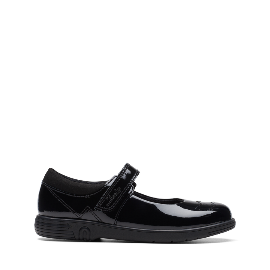 Clarks - Jazzy Jig K. - Black Patent - School Shoes