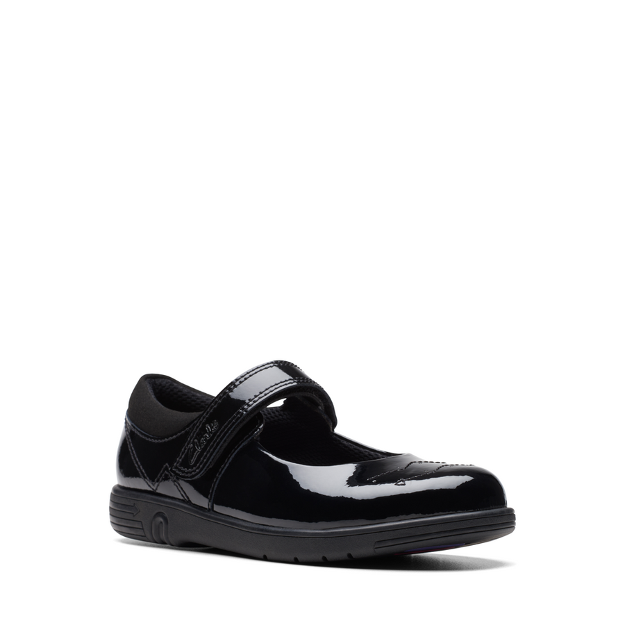 Clarks - Jazzy Jig K. - Black Patent - School Shoes