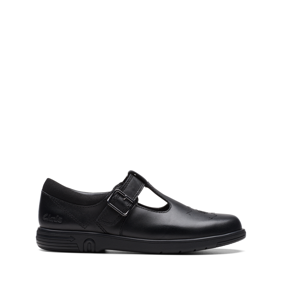 Clarks - Jazzy Tap K. - Black Leather - School Shoes