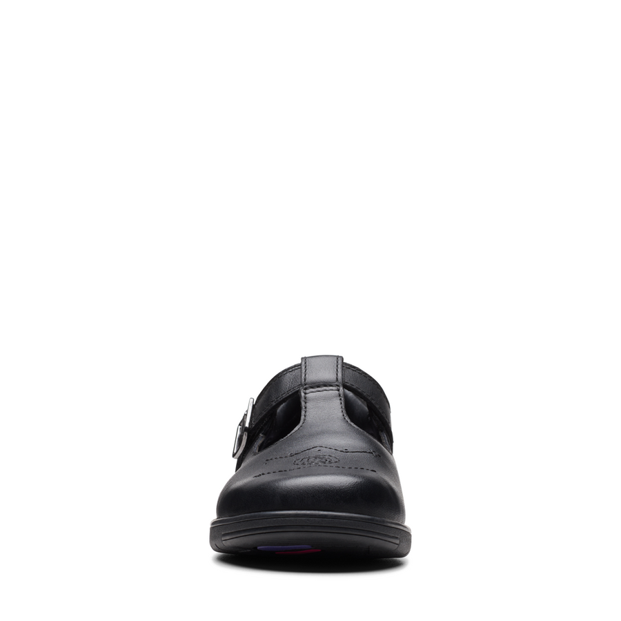 Clarks - Jazzy Tap K. - Black Leather - School Shoes