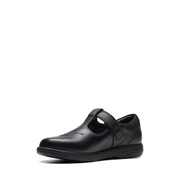 Clarks - Jazzy Tap K. - Black Leather - School Shoes