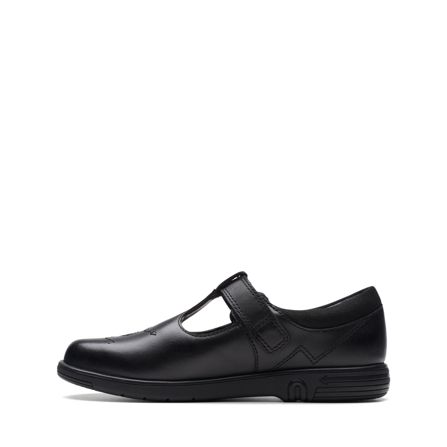 Clarks - Jazzy Tap K. - Black Leather - School Shoes