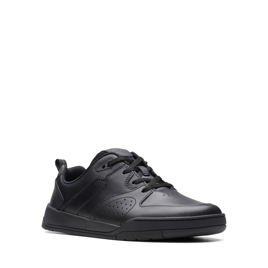 Clarks - Kick Step Y - Black Leather - School Shoes