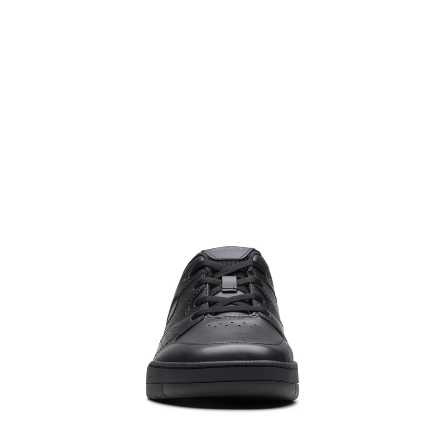 Clarks - Kick Step Y - Black Leather - School Shoes