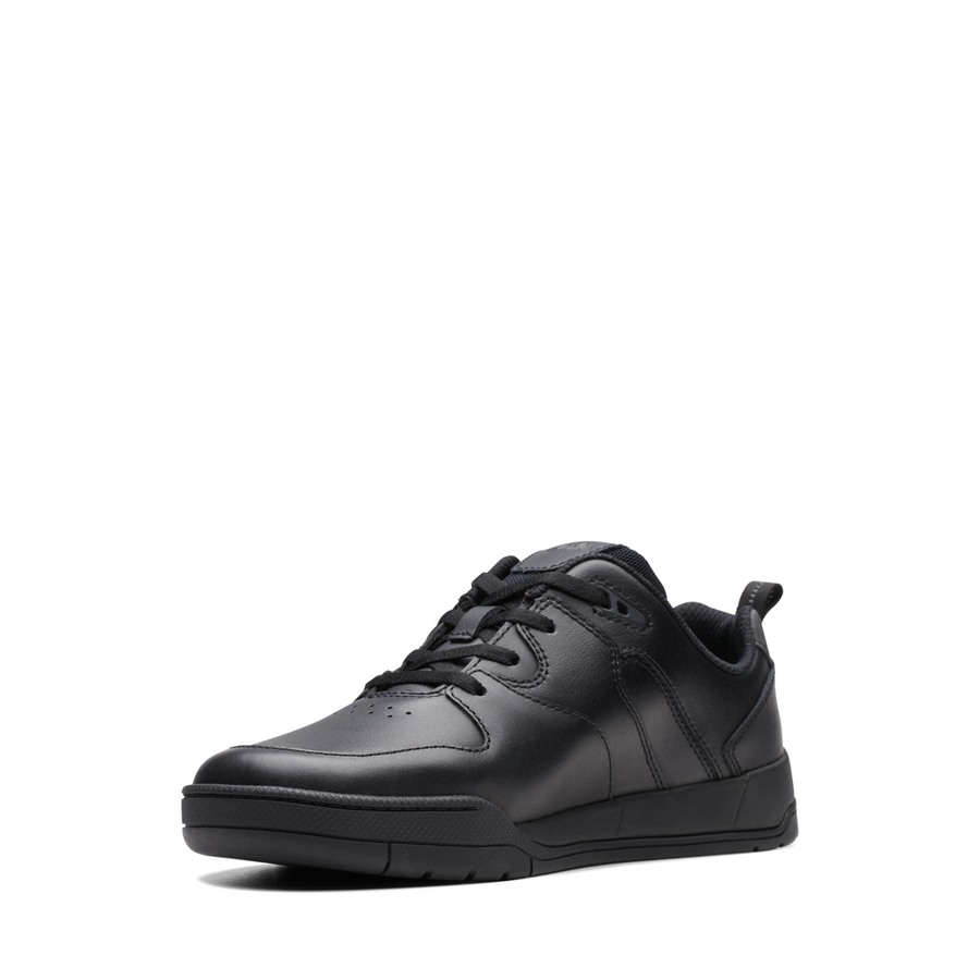 Clarks - Kick Step Y - Black Leather - School Shoes