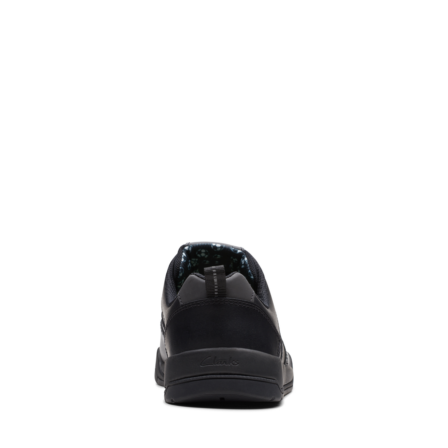 Clarks - Kick Step Y - Black Leather - School Shoes
