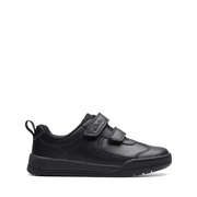 Clarks - Kick Pace K - Black Leather - School Shoes