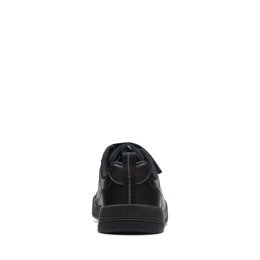 Clarks - Kick Pace K - Black Leather - School Shoes