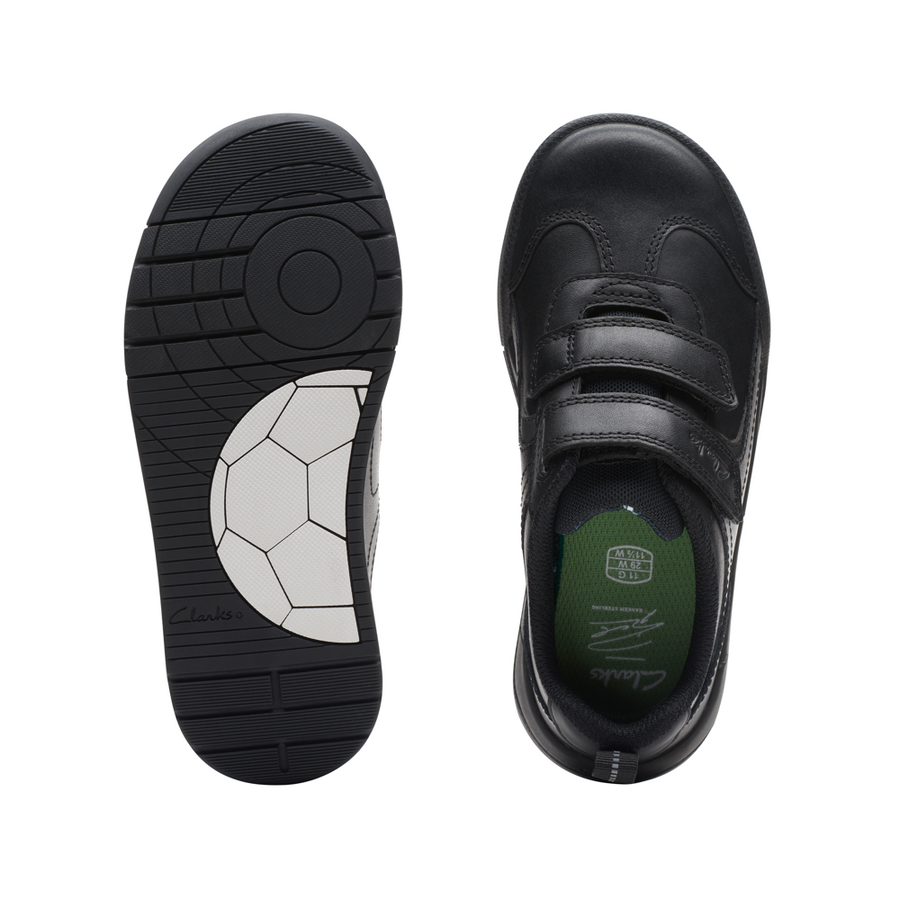 Clarks - Kick Pace K - Black Leather - School Shoes