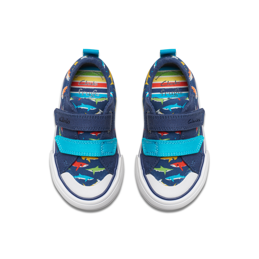 Clarks - Foxing Ocean T - Navy Print  - Canvas Shoes