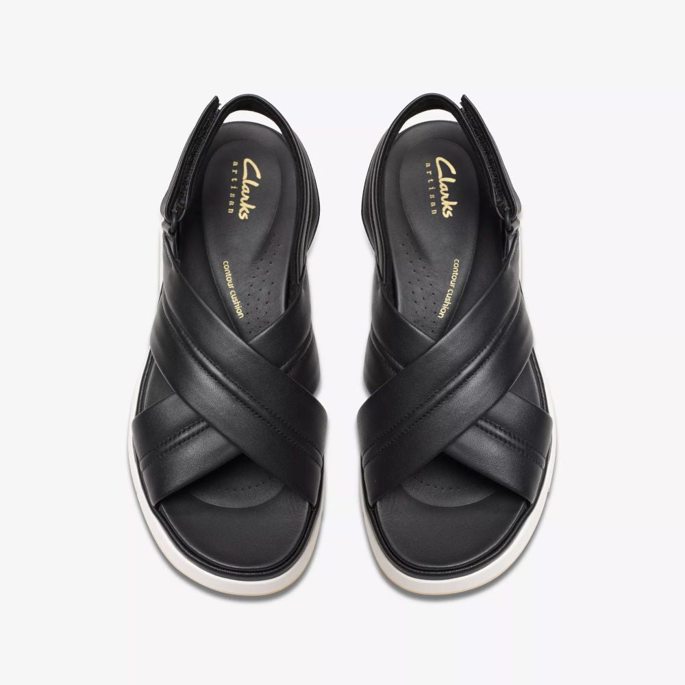 Clarks - Tuscan Cross - Black Leather - Sandals