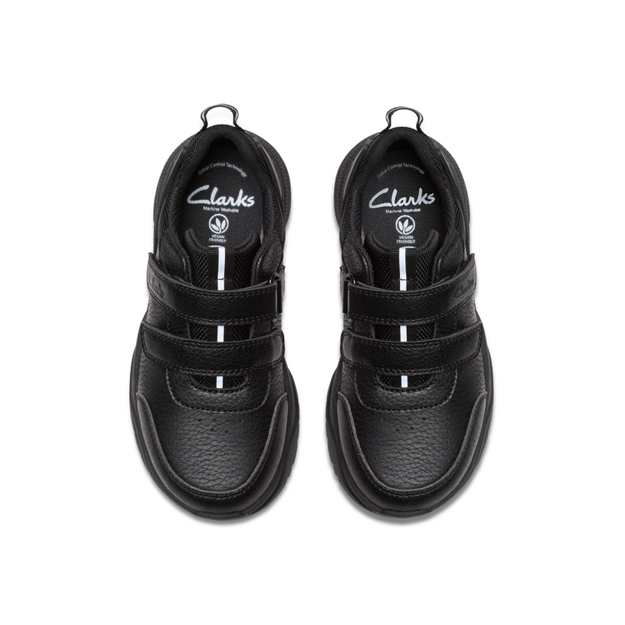 Clarks - FeatherShine K - Black Leather - School Shoes