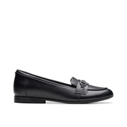 Clarks - Finja Loafer Y - Black Leather - School Shoes